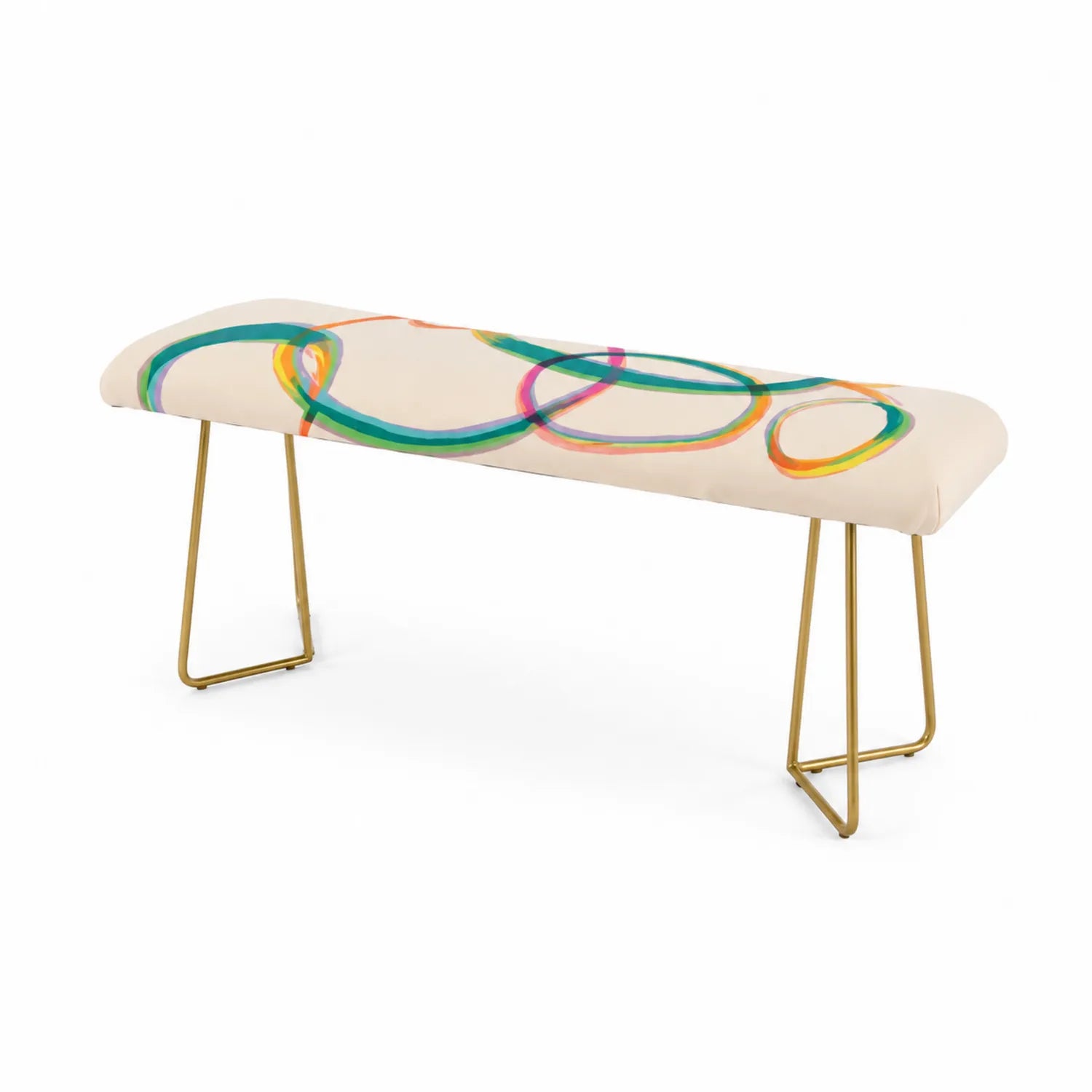 Panca rettangolare con struttura in metallo e seduta in poliestere multicolore 120 cm