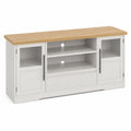 Mobile TV in legno di pino e MDF bianco con ripiano in rovere 120x40x60 cm
