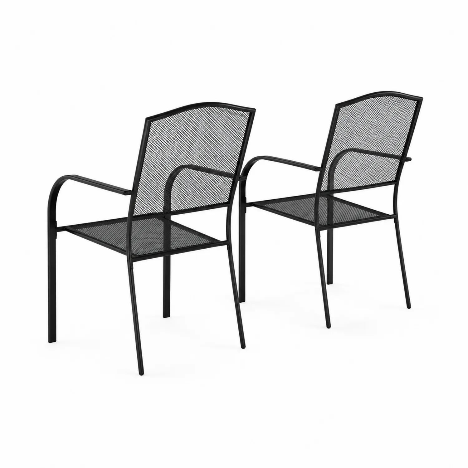 Set di 2 Sedie da Giardino in Metallo Nero