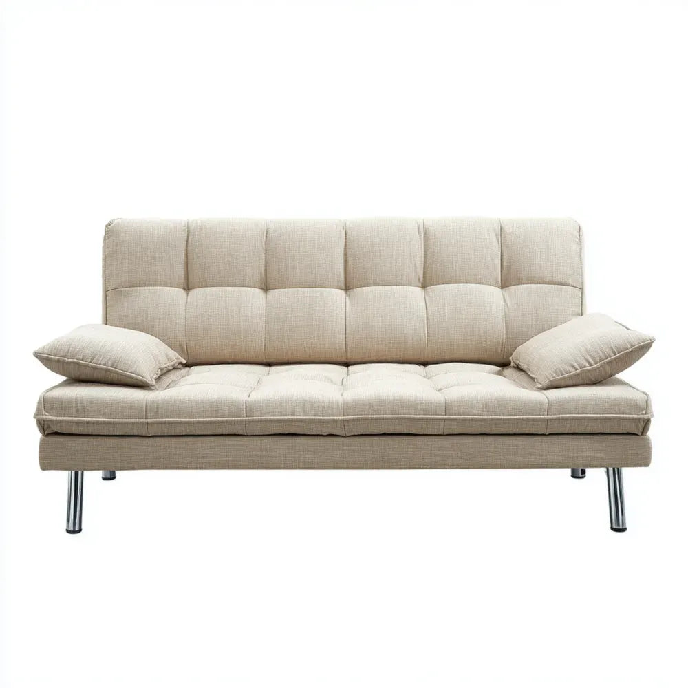Convertible Sofa Bed 180x85x80 cm - Fabric Upholstery - Beige