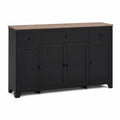 Credenza buffet nero tre ante tre cassetti legno composito