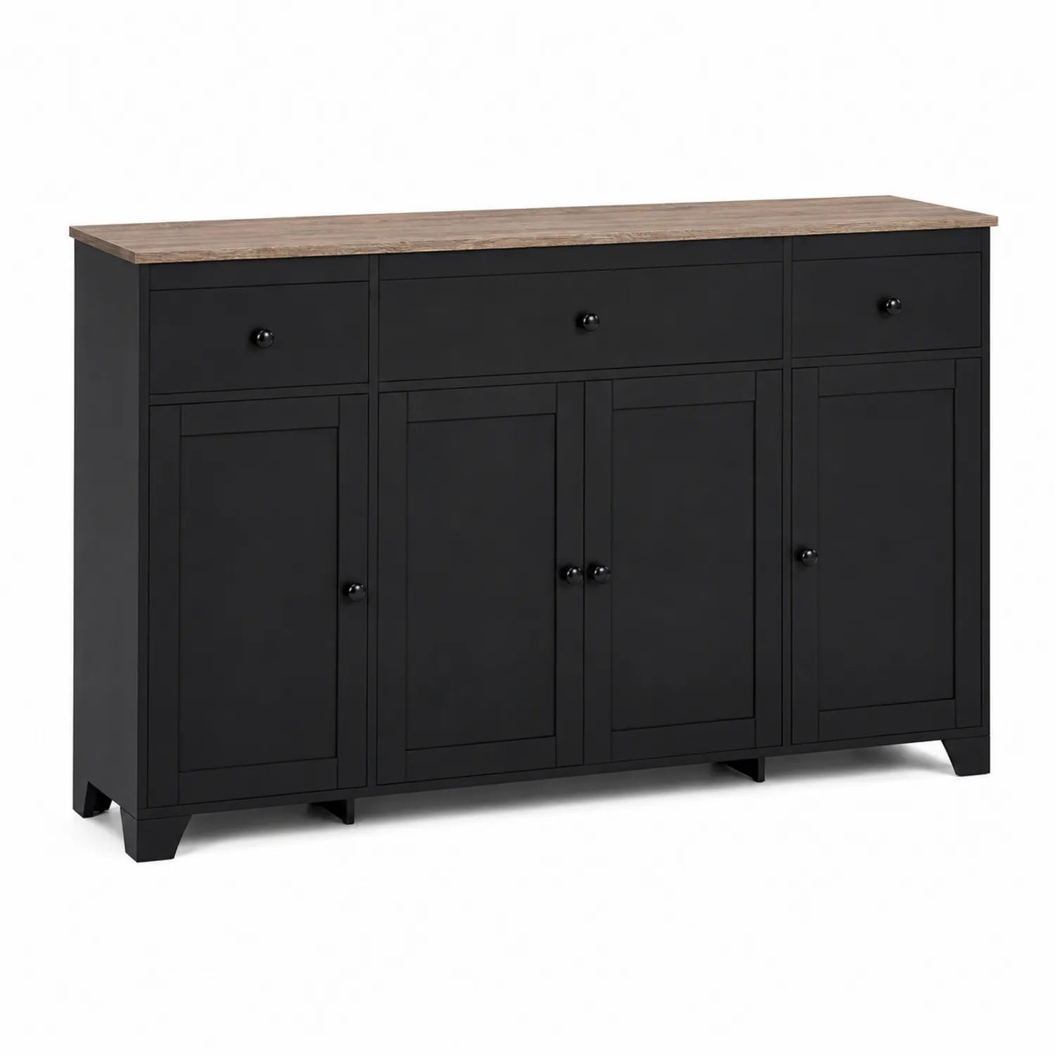 Credenza buffet nero tre ante tre cassetti legno composito