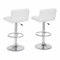 Set di sgabelli da bar in pelle sintetica bianca con base in metallo cromato