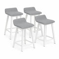 Set di 4 sgabelli in tessuto grigio con struttura in metallo bianco