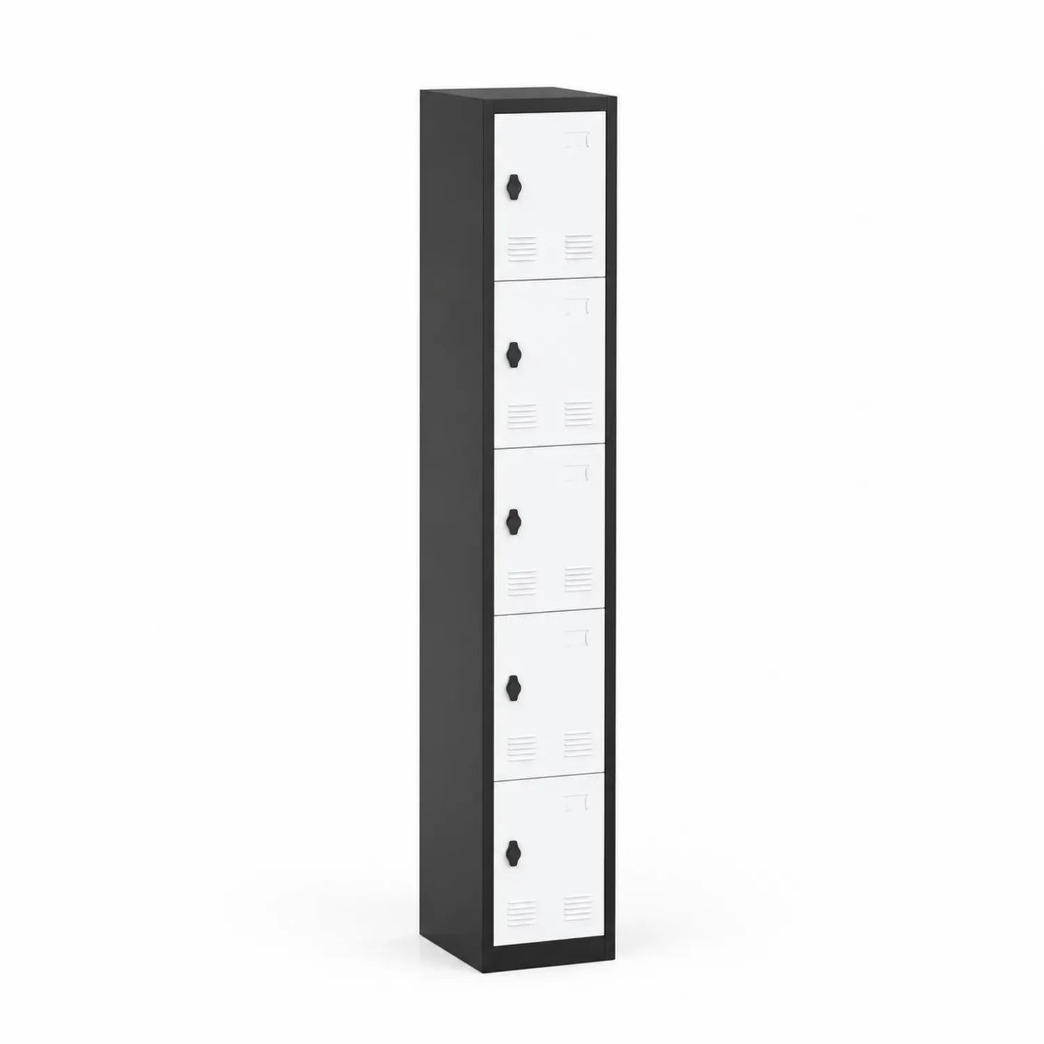 Armadio metallico a 5 scomparti bianco e nero