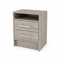 Comodino 2 Cassetti in Legno Effetto Rovere Chiaro