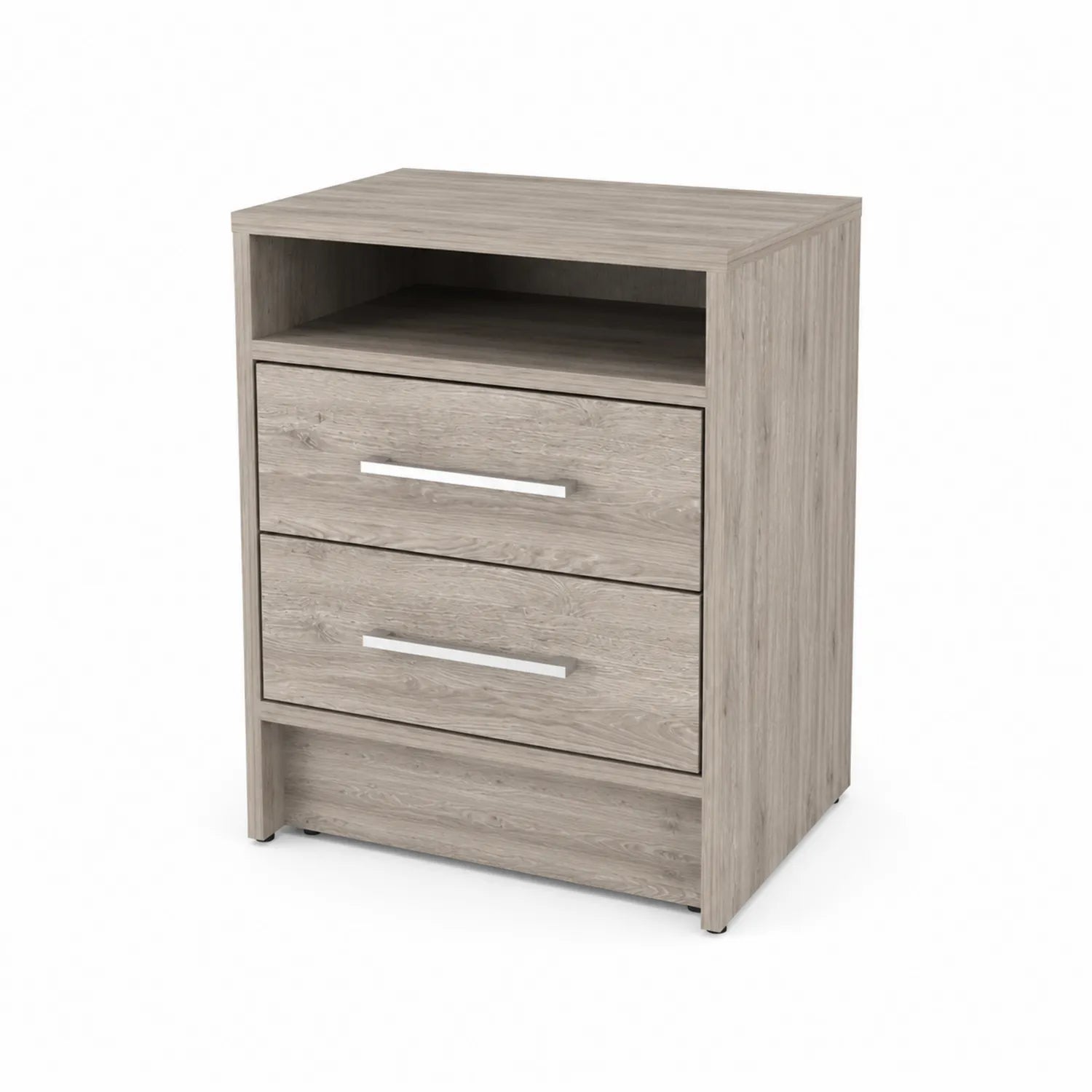 Comodino 2 Cassetti in Legno Effetto Rovere Chiaro