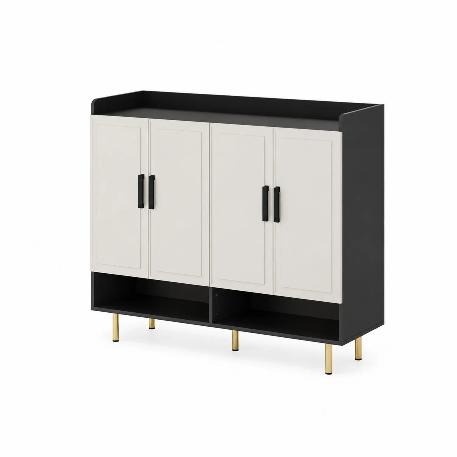 Credenza moderna MDF e acciaio Nero e Bianco 120x40x90 cm