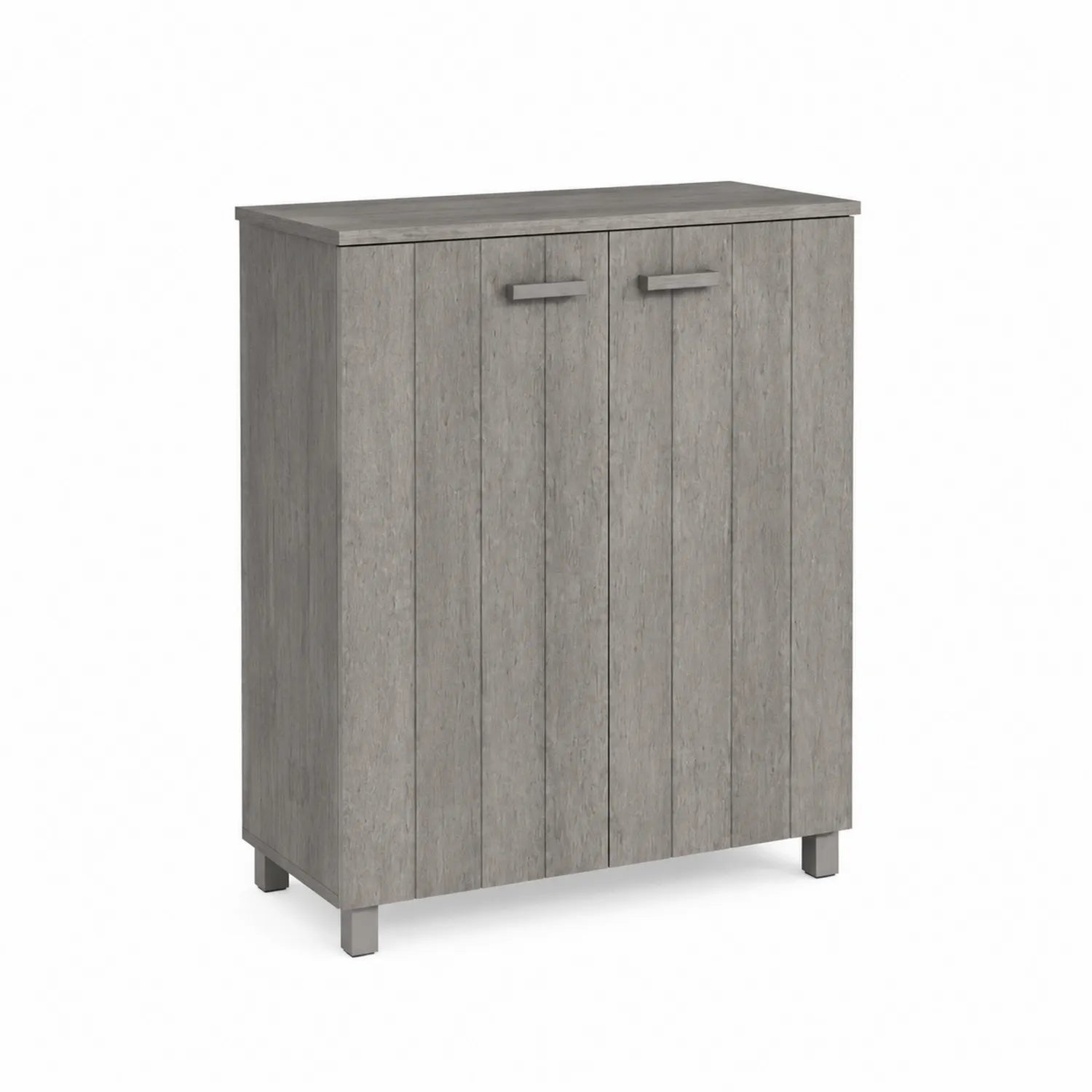 Scarpiera a Doppia Anta in Legno MDF Grigio 80x35x105 cm