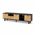 Mobile TV basso in MDF effetto Rovere e Metallo Nero 180x40x45 cm