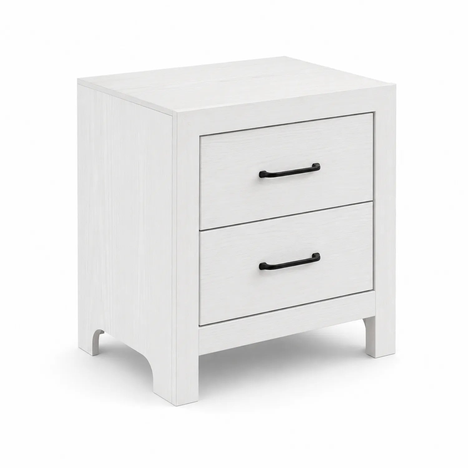 Comodino a due cassetti in MDF bianco
