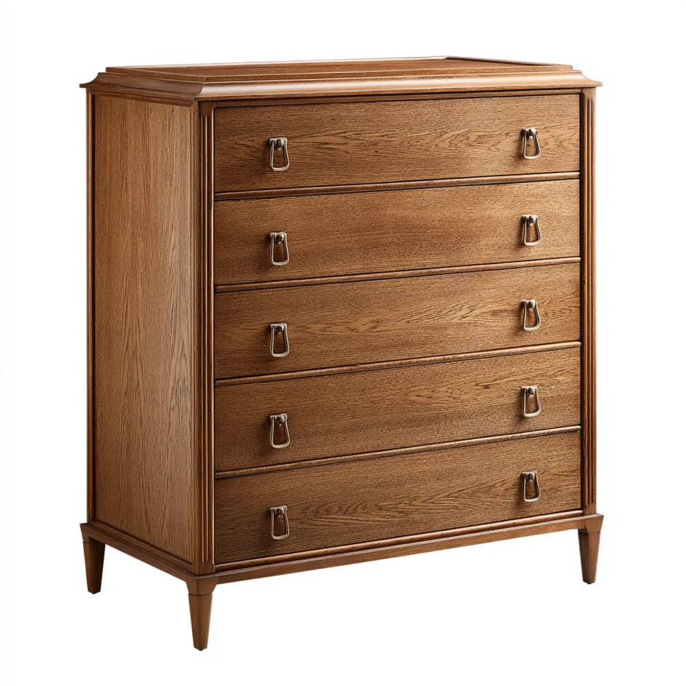 Chest of Drawers Wooden 90x45x120 cm - Brown - Classic Design