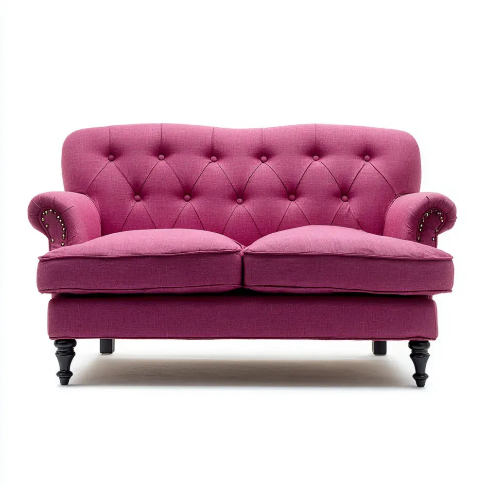 Loveseat Sofa Linen Upholstery 150x90x85 cm - Pink - Classic Chic Design