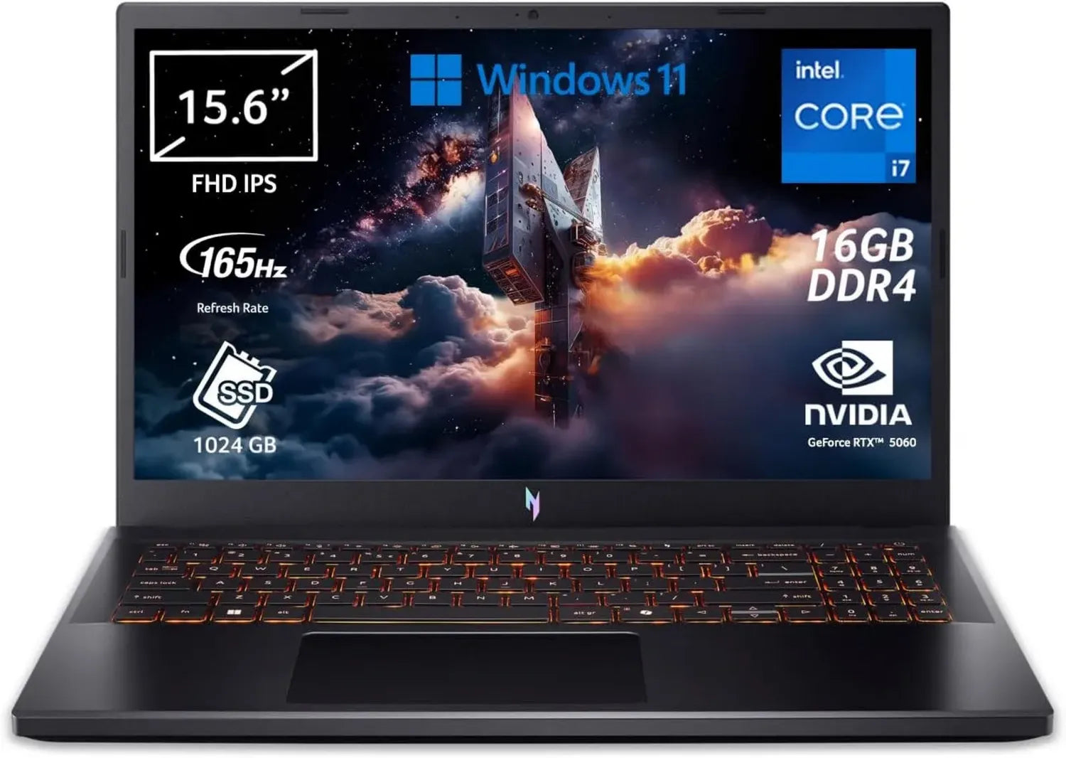 Acer Nitro V 15 ANV15-52-73F2 Laptop Gaming con RTX 5060, Intel i7, 16GB RAM, 1TB SSD, Display 15.6" FHD 165Hz, Windows 11