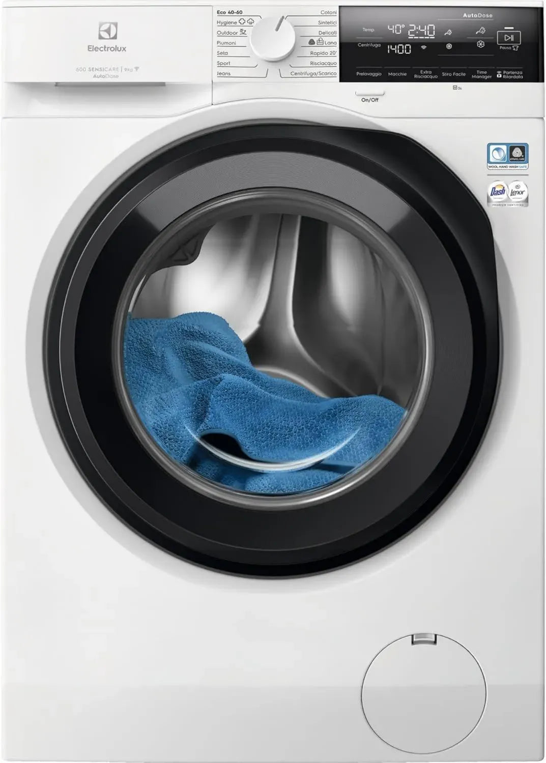 Lavatrice Electrolux 600 a Carica Frontale 9 Kg, AutoDose, SensiCare, Time Manager, Classe A, Funzione Partenza Ritardata, Colore Bianco