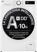 Lavasciuga Slim LG 9/5kg AI DD Classe E, 1200 Giri con TurboWash 360 e Funzione Vapore