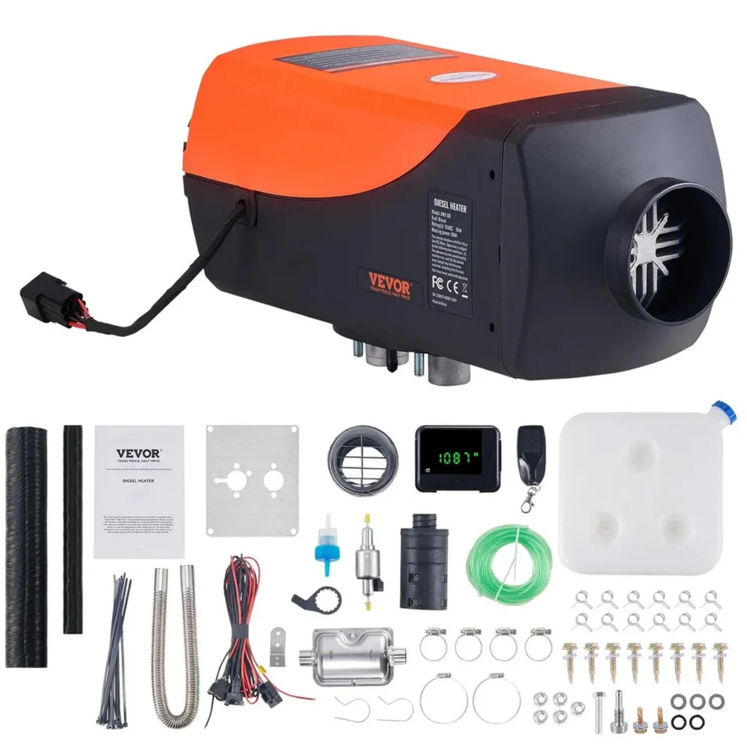 Riscaldatore Diesel VEVOR per Veicoli 12V 5-8KW, Controllo Remoto, Consumo Ridotto