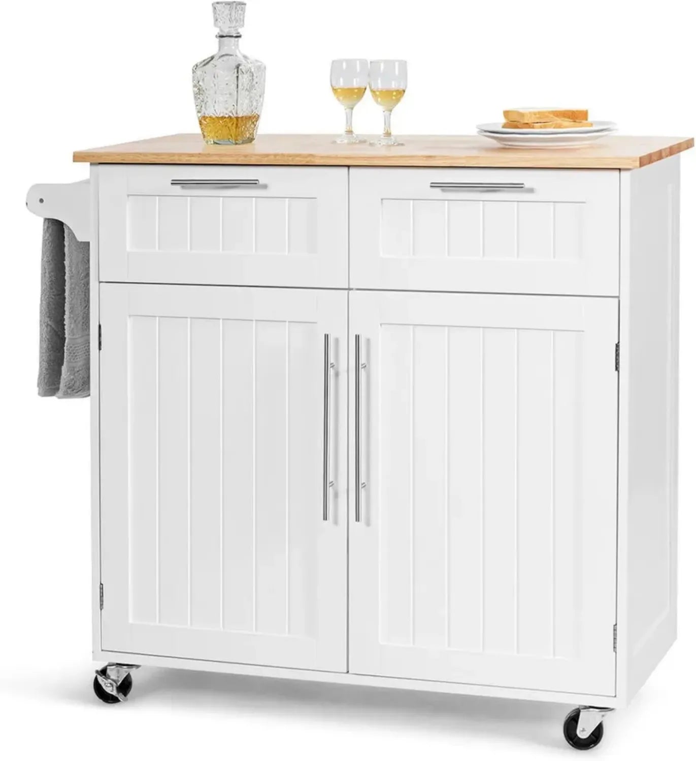 Carrello da Cucina Multifunzionale con Spazio di Archiviazione e Ruote Girevoli