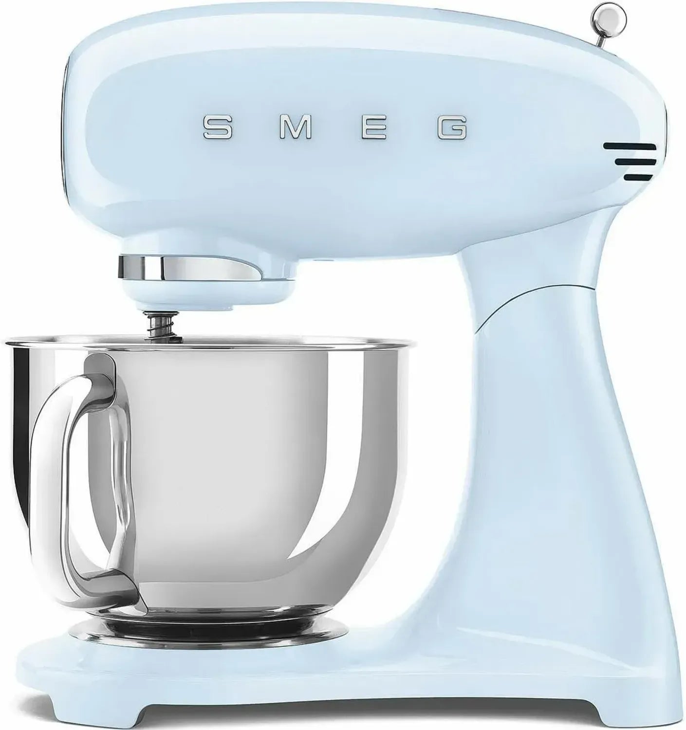 Smeg Robot da Cucina SMF03PBEU, 10 Velocità, Avvio Graduale, Ciotola 4,8L, Blocco Motore, 3 Accessori, 800W, Colore Azzurro