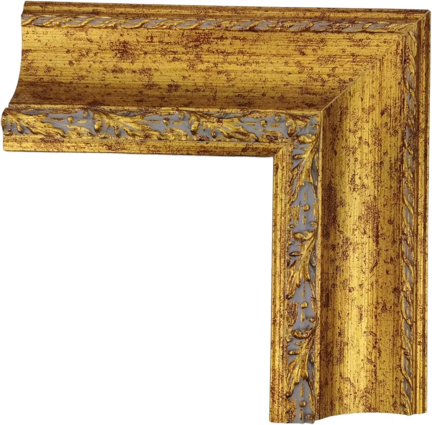 Cornice da parete in legno con passepartout, formato rettangolare o quadrato, 80x120 cm, finitura Oro Antico