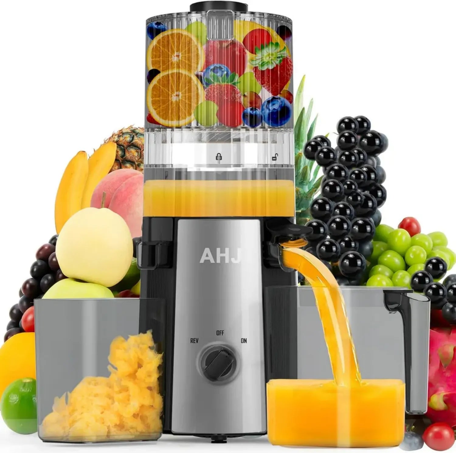 Estrattore Slow Juicer con Ampia Apertura, Ideale per Frutta e Verdura, Alta Efficienza e Facile Pulizia
