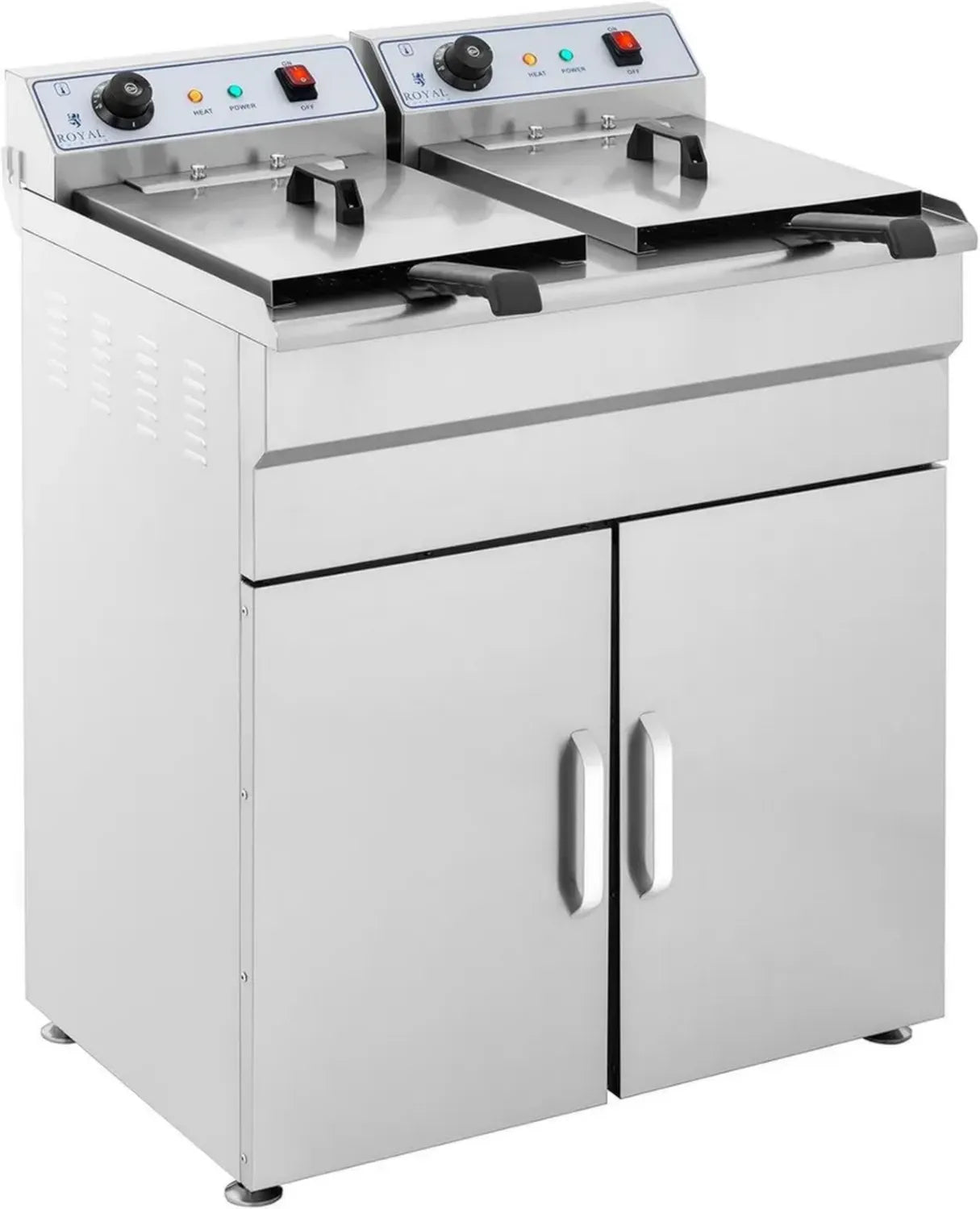 Friggitrice Elettrica Professionale con Mobile e Doppio Serbatoio 16L, 6000W