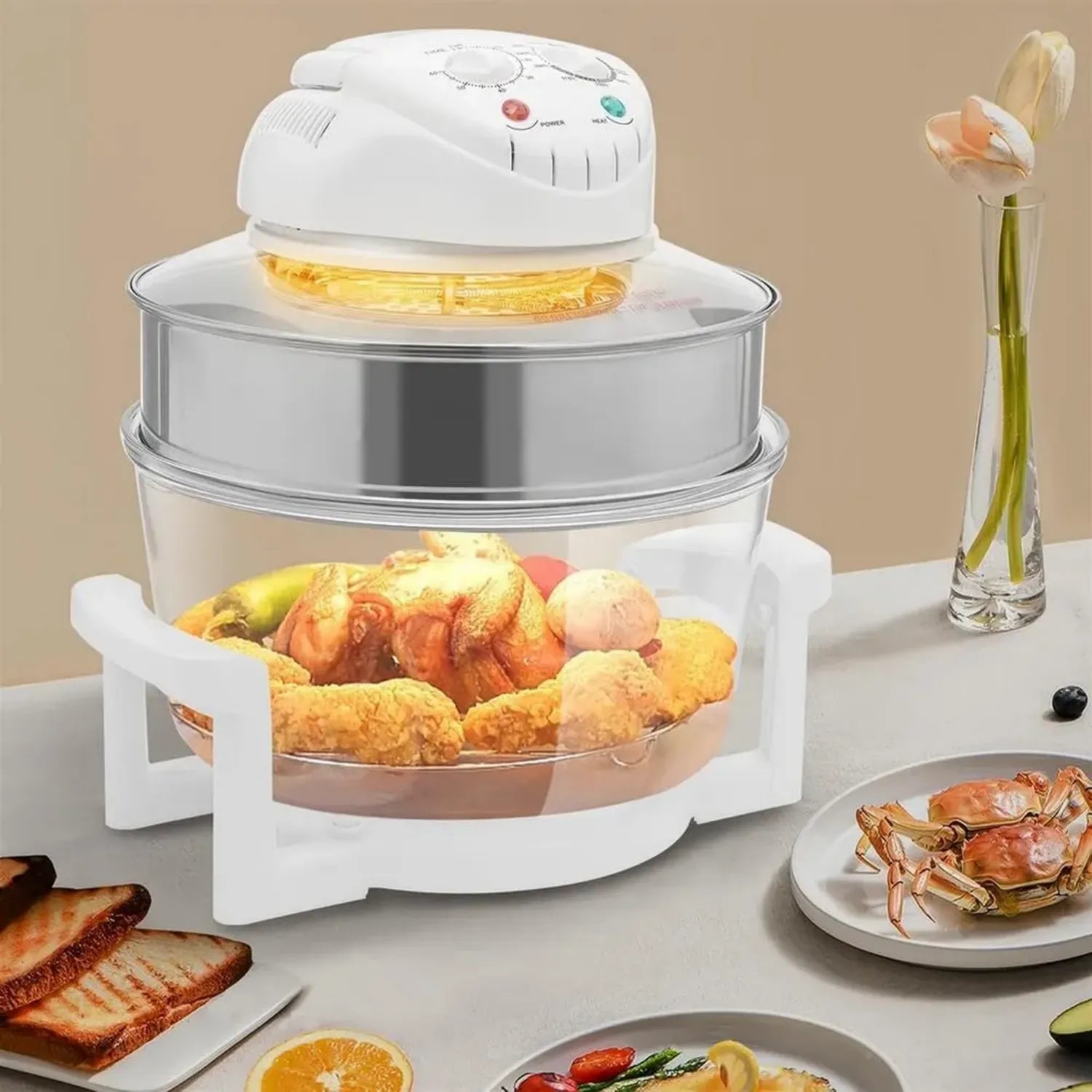 Friggitrice ad Aria in Vetro, Forno Elettrico Turbo Multifunzione