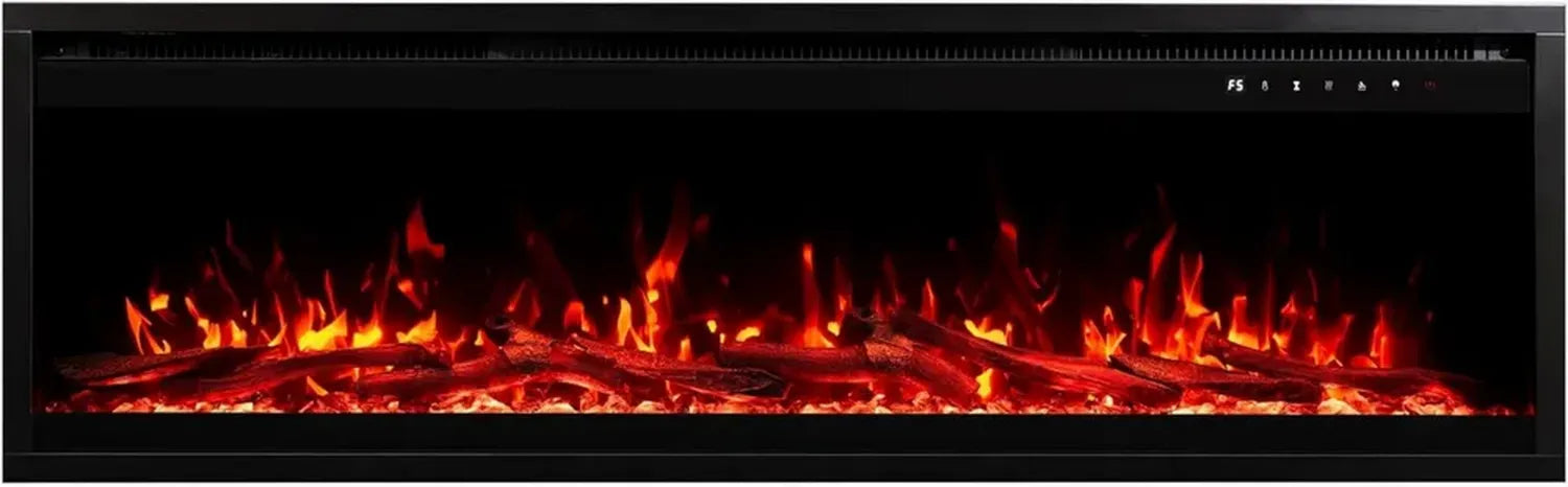 Camino Elettrico da Parete Aflamo Royal PRO con Effetto Fiamma 3D e Riscaldamento, Ideale per il Soggiorno