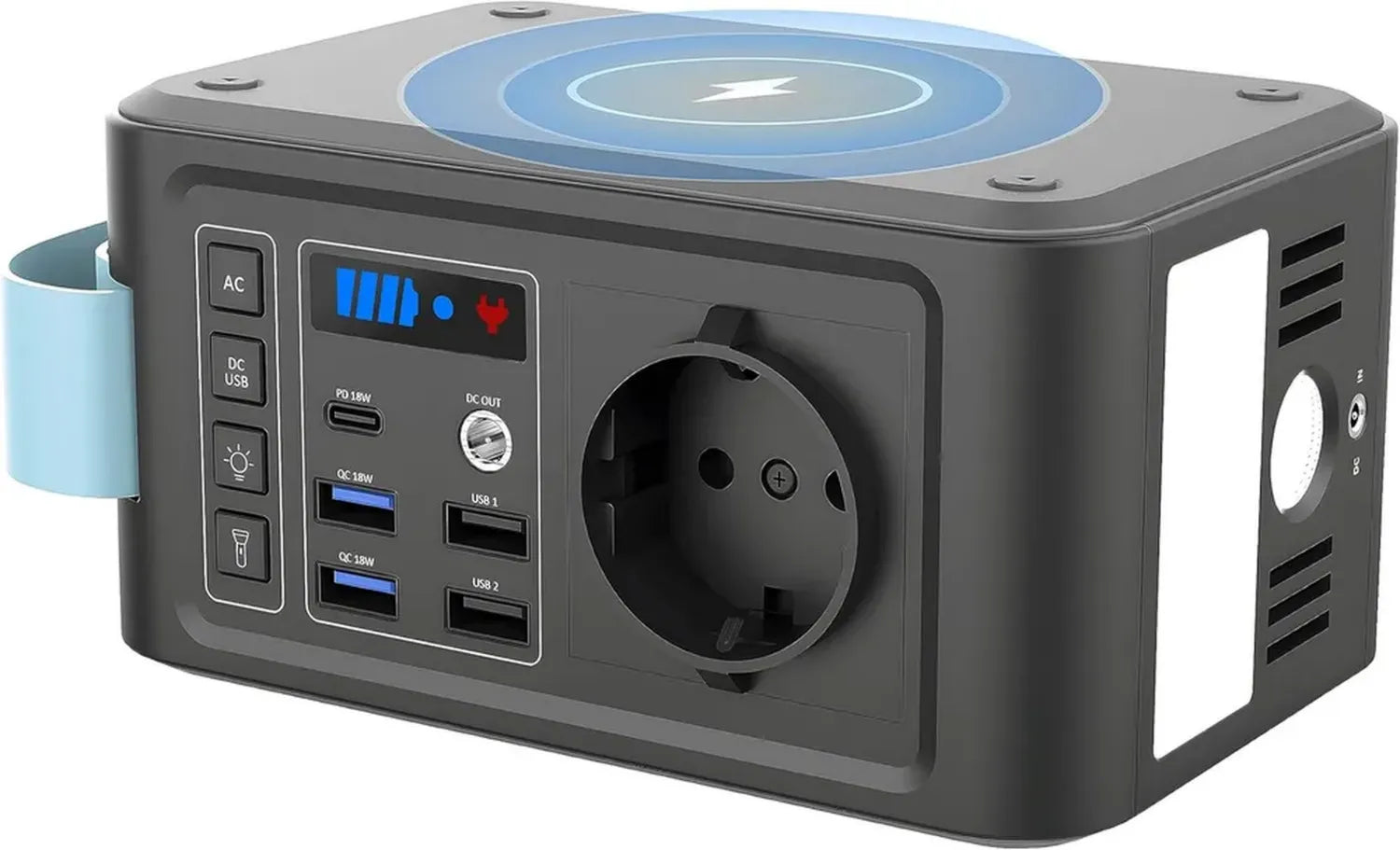 Stazione Energetica Portatile 88,8 Wh, Presa 230 V, Ricarica Wireless 10 W, Pannello Solare 120 W, USB LED per Campeggio ed Emergenze