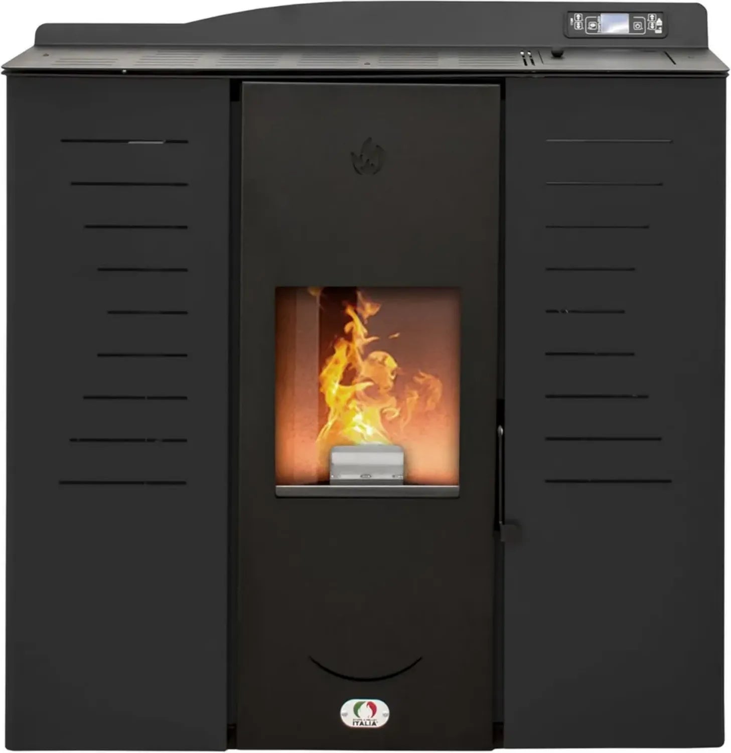 Stufa a Pellet Idro 20KW 5 Stelle con WiFi, Efficienza 89%, Autonomia 16 Ore, Nera