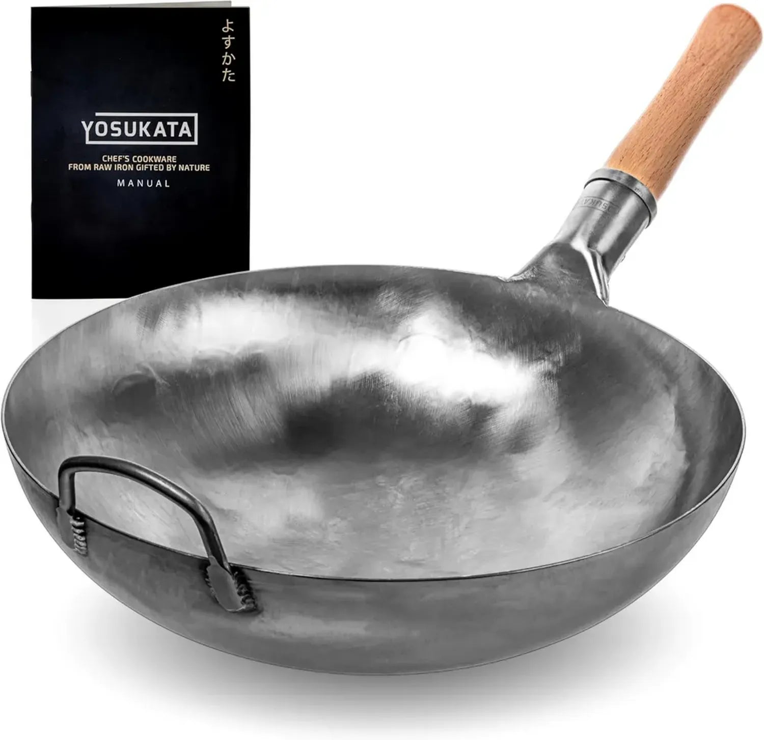 Wok Professionale in Acciaio Martellato 36 cm - Tradizionale Cinese - Compatibile con Gas e Fiamma Libera