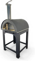 Forno a Legna da Esterno in Acciaio Inox per Pizza e Pane, Alfonso 4 Pizze, Completo di Carrello e Mattoni Refrattari, Termometro fino a 500°C - Artigianale Italiano