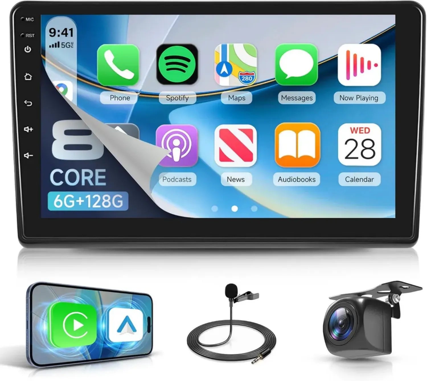Autoradio Android 9" per FIAT Ducato, Peugeot Boxer, Citroen Jumper 2011-2022, Carplay Wireless, GPS, Bluetooth e Retrocamera 360°
