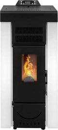 Stufa a Pellet Niagara 14 KW con WiFi, Alta Efficienza 89%, Copertura 130m², Autonomia 15 Ore, 5 Velocità, Garantita 24 Mesi, Colore Bianco