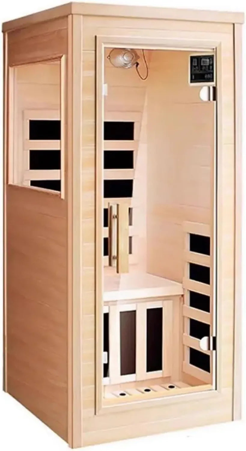 Sauna Personale Deluxe in Hemlock con Luce Rossa e Porta in Vetro