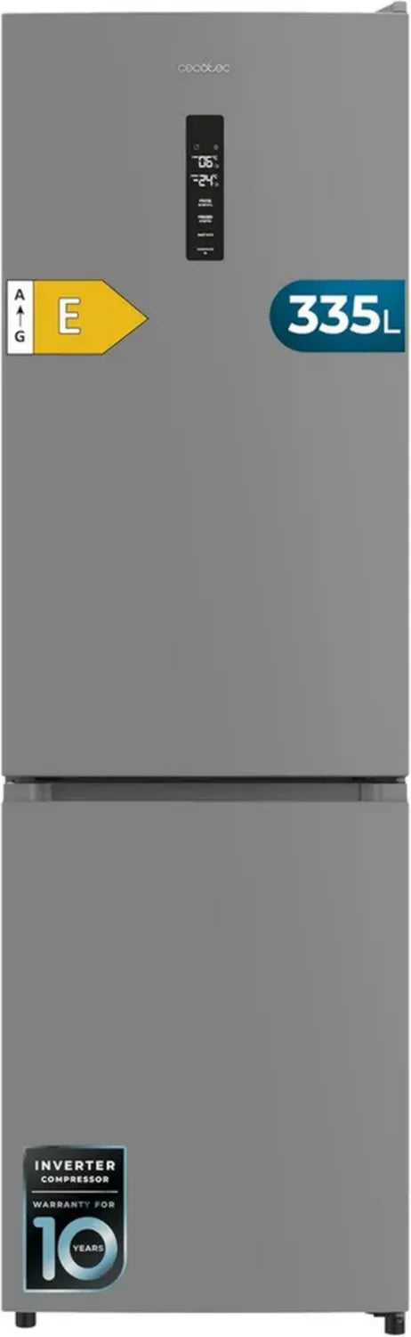 Cecotec Frigorifero Combinato 335L No Frost con Compressore Inverter e Controllo Umidità, 195,3 cm Altezza, Basso Consumo, Grigio