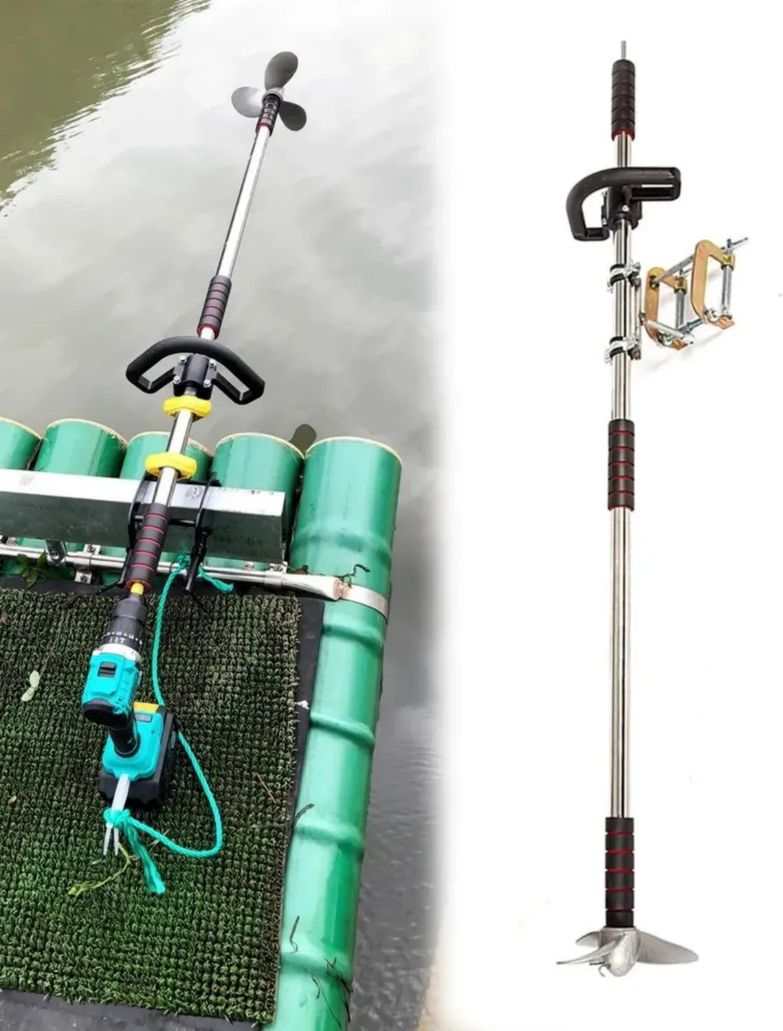 Motore Elettrico Portatile per Kayak e Pontone, Ideale per Pesca in Acqua Salata, con Elica e Morsetto, Lungo 100 cm