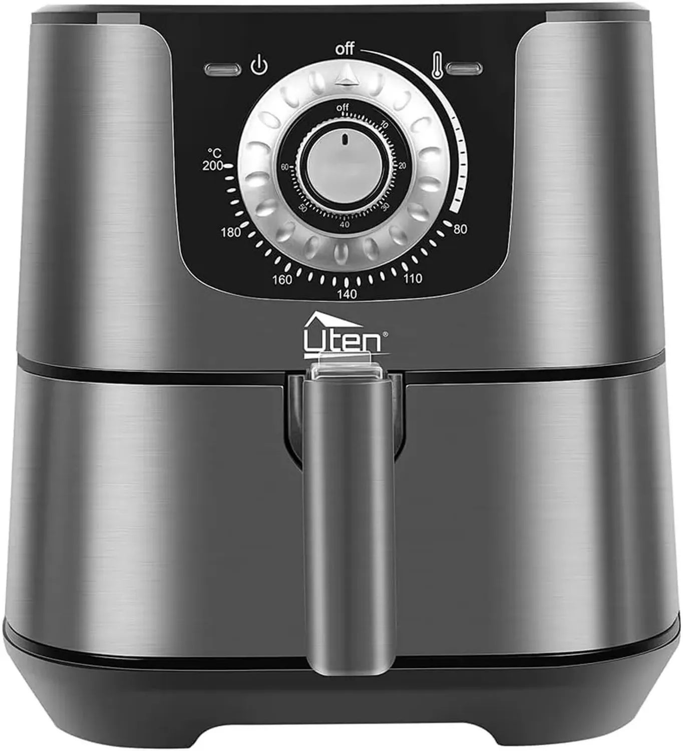 Friggitrice ad Aria XXL 5,5 L, Uten con Ricettario PDF, Acciaio Inossidabile, 1700W, Senza PFOA e BPA
