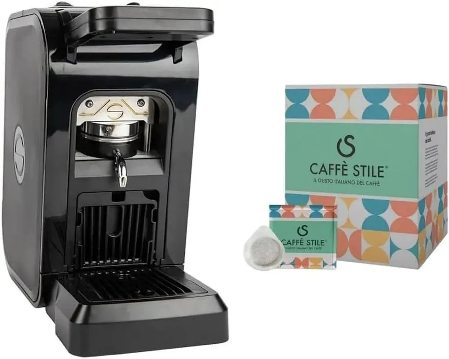 Macchina da Caffè Spinel Ciao Nera con 50 Cialde Omaggio, Compatibile ESE 44mm