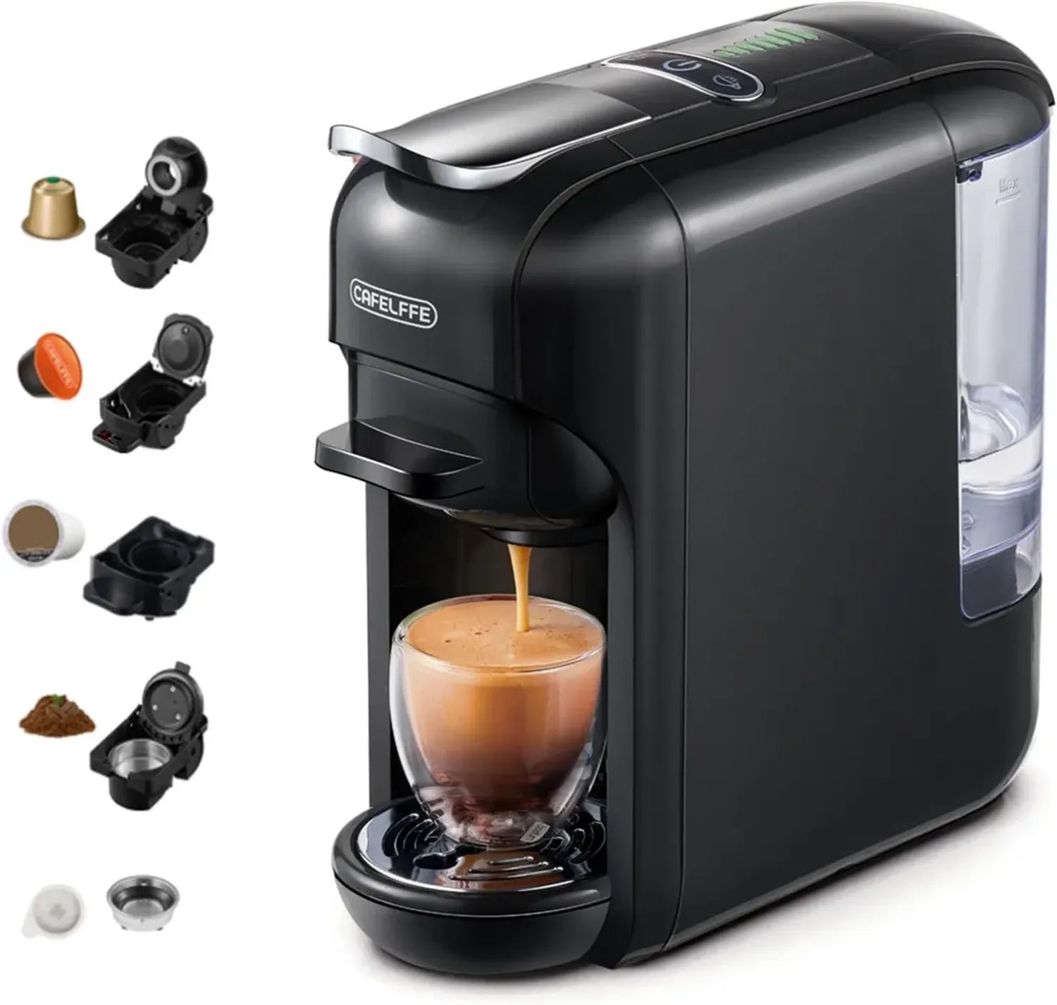 Macchina da Caffè 5 in 1, Compatibile con Capsule Varie, 19 Bar, 7 Livelli d'Acqua, Nera