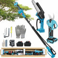 Mini Motosega Elettrica Telescopica con 2 Batterie, Palo Estensibile 125-220 cm, Taglia Rami Alta Quota, Lama da 15 cm Senza Spazzole