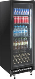 Frigorifero per Bevande 230L con Porta in Vetro e LED, Refrigeratore con Serratura, Gamma 0-8°C