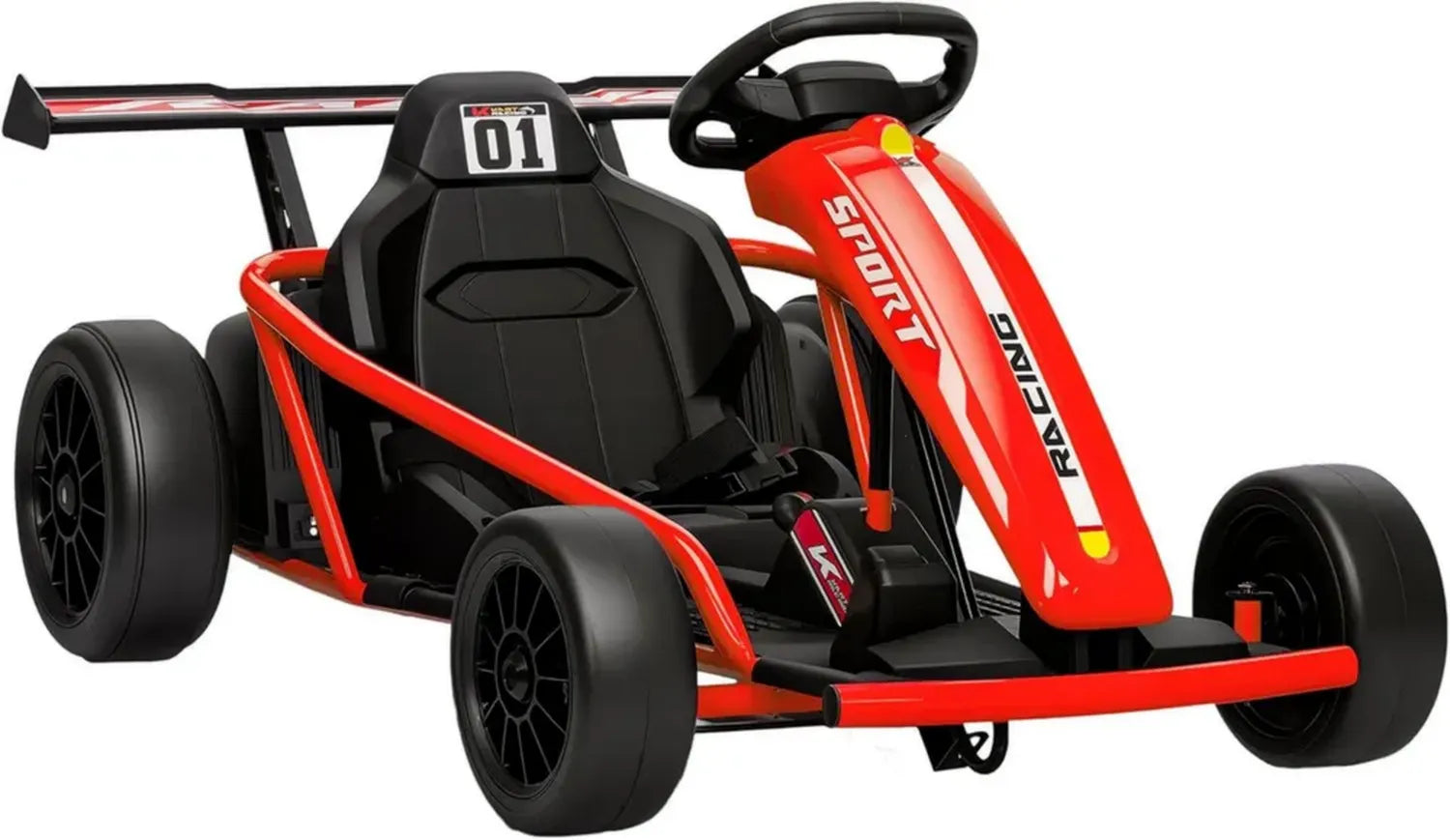 Kart Elettrico per Bambini 24V con Motori Doppi e Sedile Regolabile, Velocità 6-13 km/h, Modalità Drift, Musica e Clacson, Età 8-12 Anni