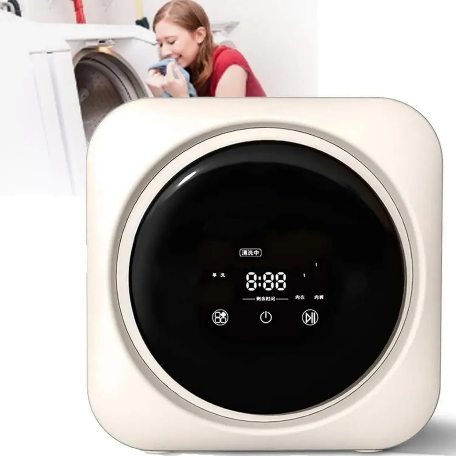 Lavatrice Compatta a Parete 3 kg, Schermo Touch, 4 Programmi
