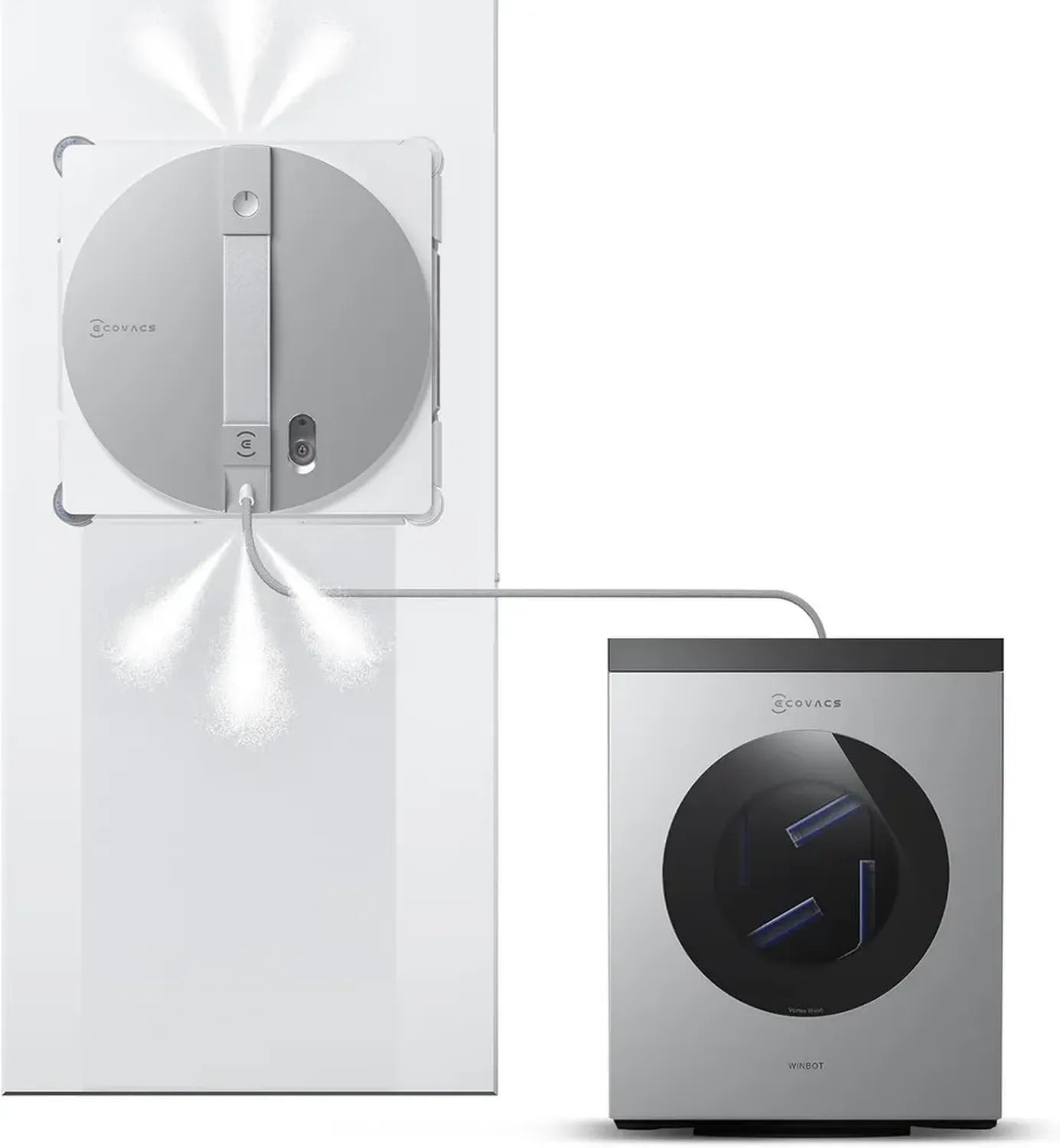 ECOVACS WINBOT W3 Omni Robot pulisci vetri con sistema di lavaggio automatico, stazione multifunzionale, aspirazione potente 8000Pa