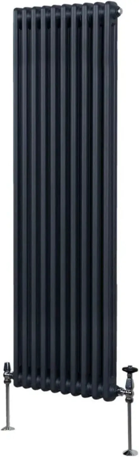 Radiatore Verticale in Acciaio Inox 1800mm x 472mm Antracite per Cucina e Bagno con Kit di Fissaggio