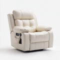 Recliner Chair 90x85x100 cm PU Leather Cream Color Modern Design