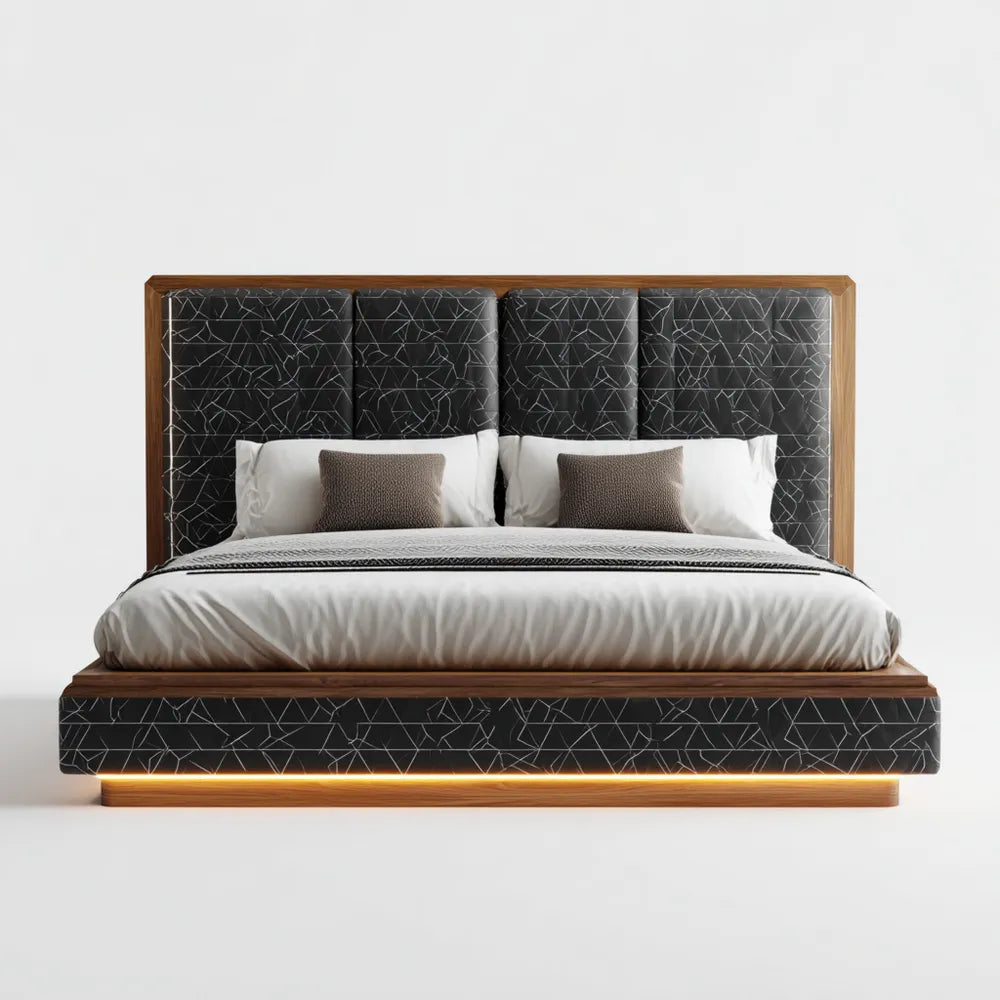 Double Bed Upholstered Frame 200x160x120 cm - Black - Modern Design