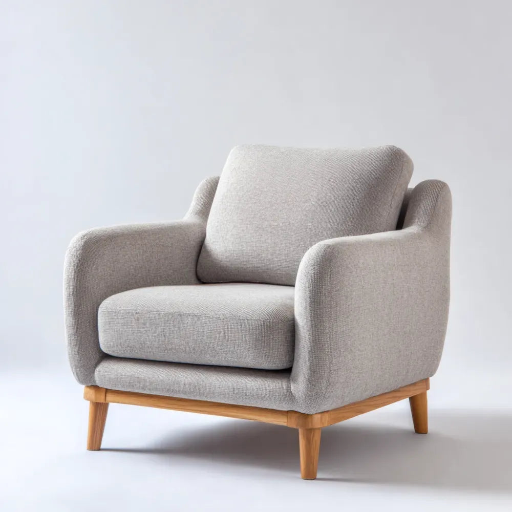 Armchair Fabric Upholstery 85x90x80 cm - Light Grey - Contemporary Style