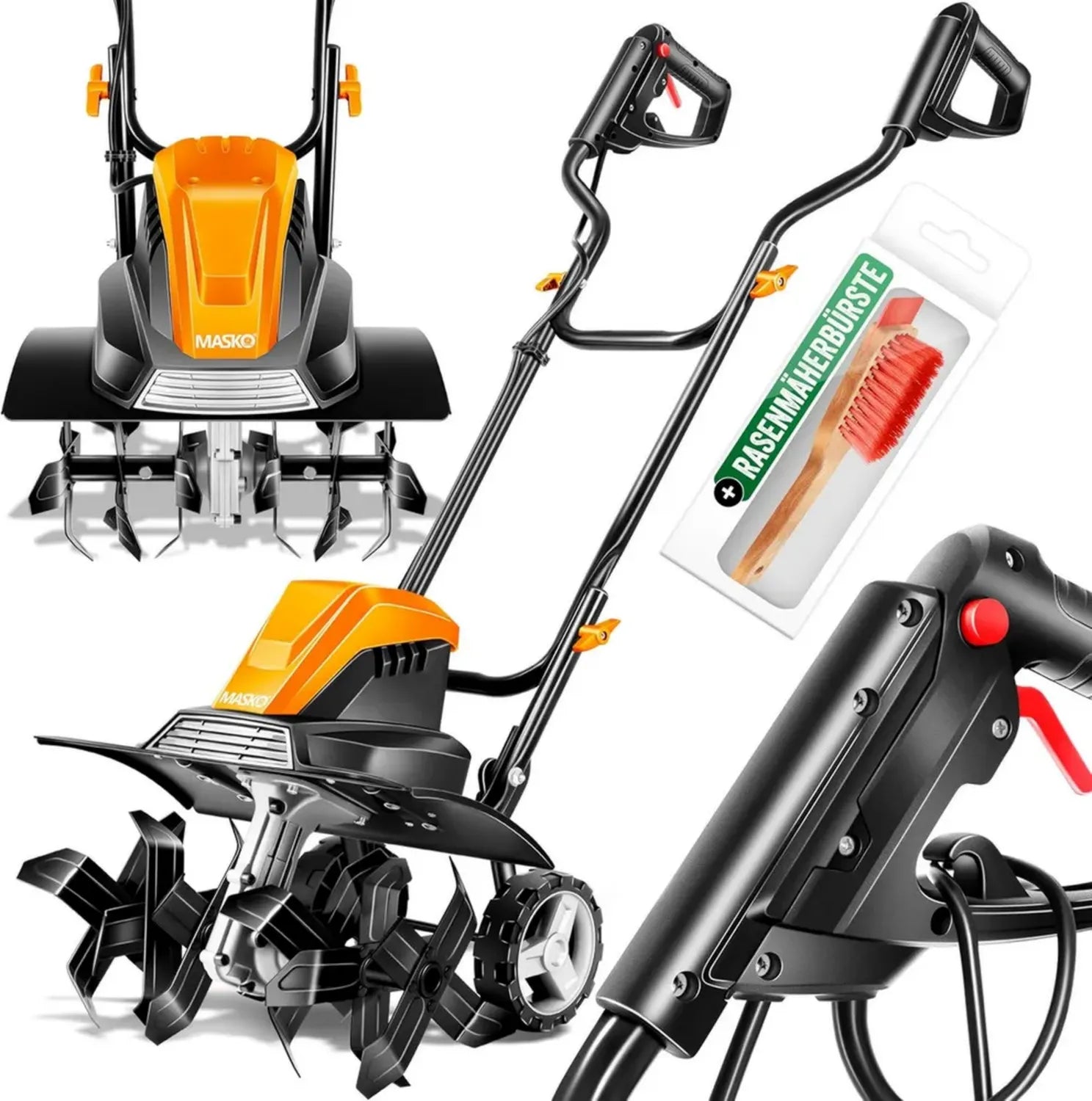 Motozappa Elettrica 1500W, Larghezza 45cm, Profondità 20cm, Zappatrice Agricola e da Giardino